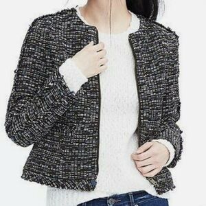 Banana Republic Black Blazer Tweed-Style Zipper Jacket Size 4
